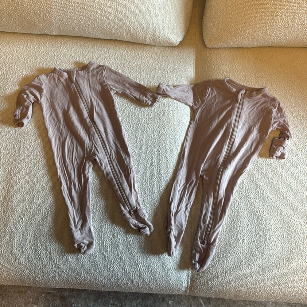 2 Long Sleeve Kyte Baby Rompers NB - MAUVE
